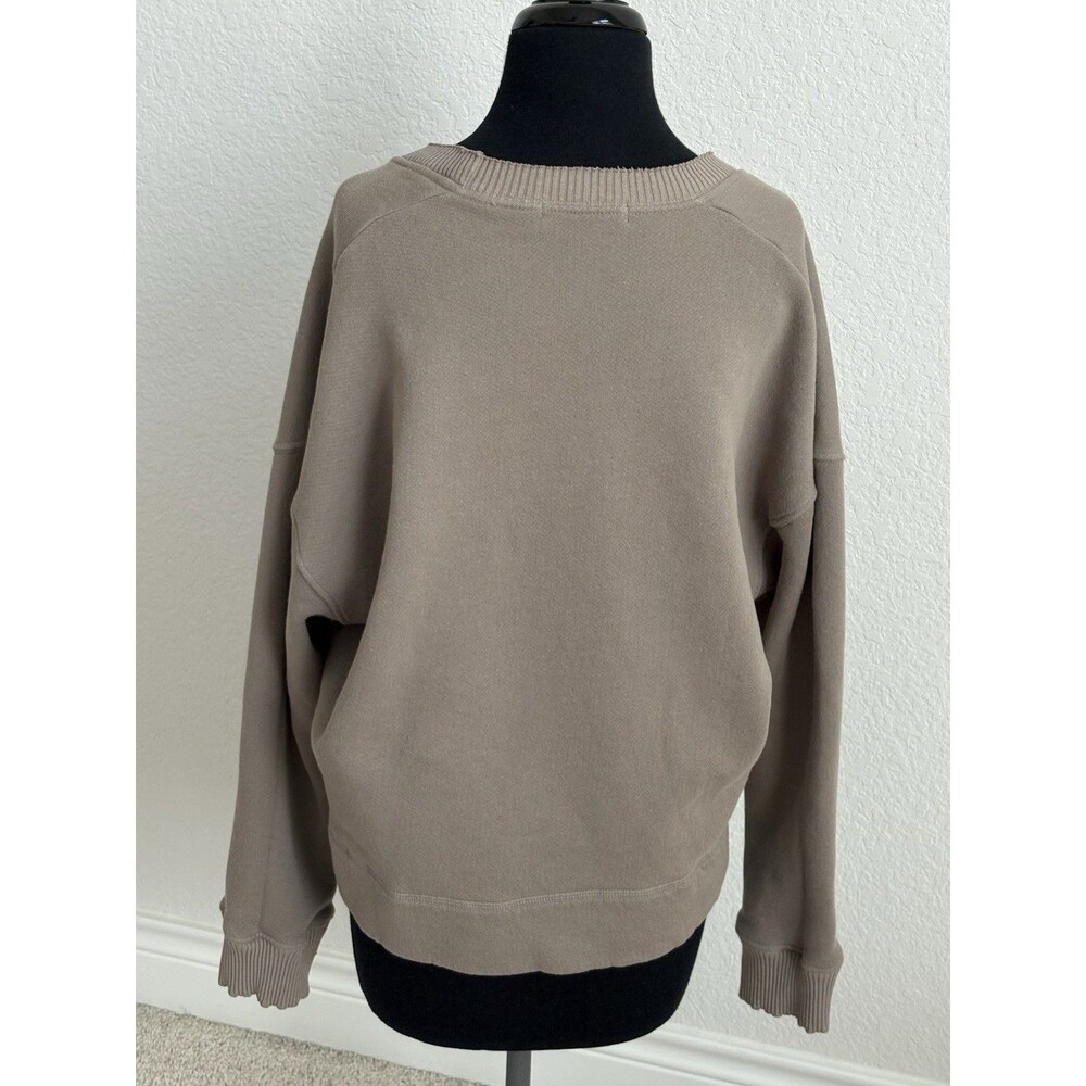 Perfectwhitetee Janie Taupe U-Neck Sweatshirt Large 100% Cotton Slouchy Relaxed - Picture 2 of 8